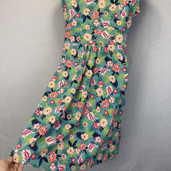 Lands End Floral Faux Wrap Dress Womens Size Small 6 8 Modal Green Colorful Knee - Picture 12 of 12